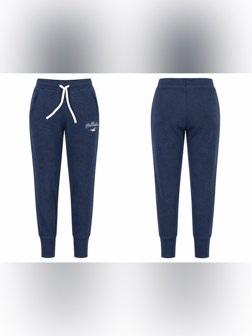 Hollister Navy Blue Logo Jogger Sweatpants Size Small Drawstring